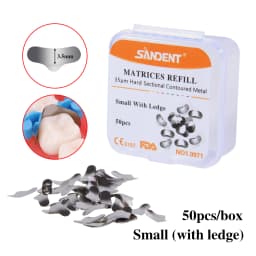 50Pcs Dental Metal Matrices Bands Sectional Contoured Matrix Refill S/M/L Sizes 35μm for Teeth Replacement Dentsit Tools