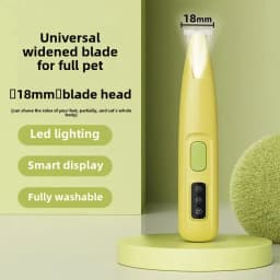 Waterproof Pet Paw Trimmer with LED Light & Display, 18mm Wide Blade Dog Grooming Clipper