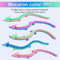 22cm Colorful 3D Printed Dragon Toy with Movable Joints And Tail - Funny Poseable Figure for Gags Christmas Pranks Novelty Gift