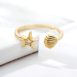 Ocean Starfish Shell Open Rings For Women Gold Color Stainless Steel Ring Summer Beach Aesthetic Waterproof Jewelry Gift