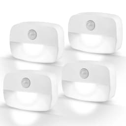 Stick on PIR Motion Sensor LED Night Light Battery Operated Nightlight for Bathroom Hallway Stairs Closet Cabinet Bedroom Decor