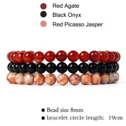 Kirykle Natural Stone Bracelet Sets 3Pcs/set Obsidian Hematite Tiger Eye Beads Bracelets Men for Health Protection Soul Jewelry