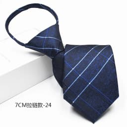 New 7cm Mens Tie Pre-tied Easy Wear Neck Tie Business Wedding Zipper Lazy Pre-tied Korean Style Striped Plaid Solid Necktie