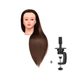 Synthetic Long Hair Training Head For Braid Hairdressing With Clamp Wig Stand Doll Head For Hairstyles Mannequin Head