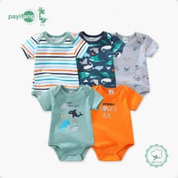 Kit 5 Bodysuits Baby Boy Short Sleeve 60% Cotton 40% Polyester 3m 6m 9m Infant Clothing