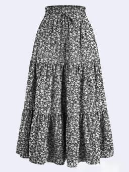 Women's Summer Solid Color Bohemian A-line Midi Skirts 2025 New Female Vacation Casual Loose Faldas
