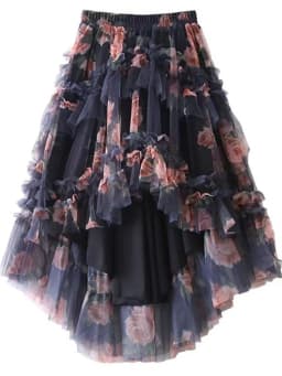 French Style Holiday Ruffle Irregular Midi Long Party Skirt Ball Gown Multi Layer Mesh Fashion Gauze Tutu Elegant Vintage Skirts