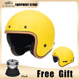Jet Helmet DOT Open Face Helmet for Men Women Retro 3/4 Motorcycle Helmets Vintage Cafe Racer Half Face Helmet Capacete De Moto