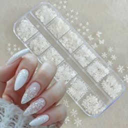 6grids Holographic Red Maple Leaves Nail Glitter Sequins Shiny Mix Laser Gold Hexagon Nail Flakes 3D Maple Leaf Nail Decorations