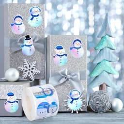 500Pcs Winter Snowman Stickers Roll Holographic Laser Stickers Xmas Cartoon Decals for Kids Envelope Journal Decor Party Supply