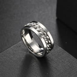 Anxiety Fidget Rings For Men Spining Titanium Stainless Steel Colorfully Spinner Rotatable Chain Jewelry Rotating Rings Men Gift