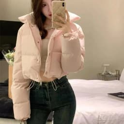 Light Pink A-liber Cotton Jacket for Women Short and Short 204 Winter New Item Loose Korean Version Bread Jacket Trendy Jacket S