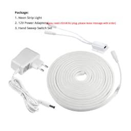 6mm Flexible LED Neon Strip Light With Power Adapter Touch Dimmer Hand Sweep PIR Motion Sensor Switch Set