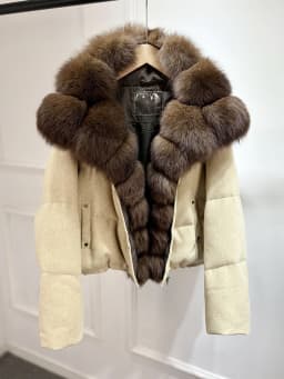 2026 Luxury Winter 90% White Duck Down Wool Blends Jacket Women Real Natural Huge Fox Fur Thickened Warm Puffer Wool Down Coat