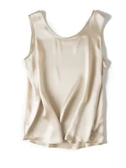 SuyaDream. Women Basic Cozy Tanks, 100% Real Silk, O Neck Sleeveless Chic T Shirt, 2025 Solid Summer Vests, White, Pink, Beige