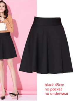Skirts Women Size M-3XL Pleated Solid Pocket Elastic Waist Middle Skirt Trendy All-match Office Lady Skin-friendly Elegant