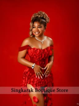 Pretty Petals Floral Short Prom Dresses 2026 Red Velvet Mini Wedding Party Dress Flowers Black Girls Birthday Dress Custom
