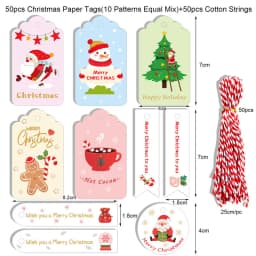 50pcs Merry Christmas Kraft Paper Tags DIY Gift Wrapping Decor Gift Card Xmas tree Hanging Label Christmas new year party favors