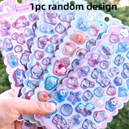 1 pc/4 pcs Cartoon Sweet Cats Unicorn Drop 3D Relief Stickers Scrapbooking Diy Diary Stationery Sticker Decor Cute Stickers