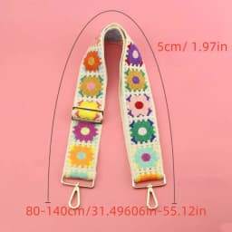 New Fashion Crochet Flower Bag Strap Wide Adjustable Shoulder Bag Strap DIY Knitted Bag Accessories Ethnic Embroidery Purse Stra