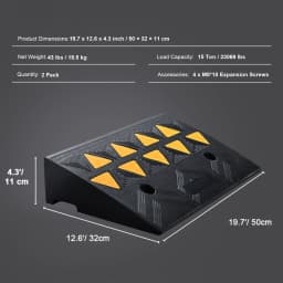 SucceBuy 1/2 Pack Rubber Curb Ramp Threshold Driveway Ramps with Stable Grid Structure for Car Wheelchairs Motorcycles Bikes