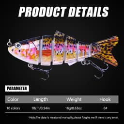 10cm 18g Sinking Wobblers 6 Segments Fishing Lures Multi Jointed Swimbait Hard Bait Fishing Tackle For Bass Isca Crankbait