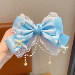 Ribbon Lace Lace Pearl Chain Large Bow Pearl Pink KC Cute Princess Headwear Hair Clip Accessories Lolita Headpiece Sweet Cute