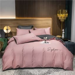 Svetanya Solid Cotton Embroidery Bed Linens Hotel Home Bedding Sets Sheet Pillowcase Duvet Cover Set