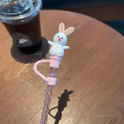 Cute Bear Straw With Dust Cover Cap Silicone Kawaii Cat Claw Straw Stoppers For Tumbler Pink Straws Tip Cover Protector 7mm