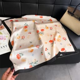 Women Square Scarf Silk Feeling Neckerchief Plaid Print Foulard Hairband Lady Ribbon Spring New Shawls Wraps