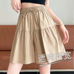 Ice Silk Casual Bloom Short Pants Women's High Waist Loose Thin Wide Leg Five-Quarter Length Commute Style Korean Fashion