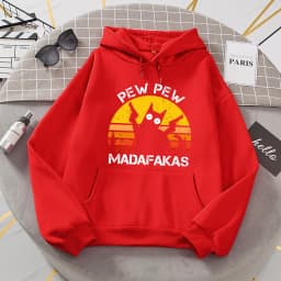 Pew Pew Madafakas Cat With Two Guns Hoodies Women Casual Fashion All Match Hoody Fleece Warm New Pullovers Harajuku Trend Hooded