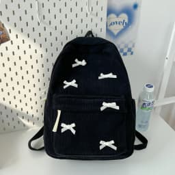 Y2K Girls Star Pattern Laptop Backpack Teen Student Large Capacity School Bookbag Corduroy Rucksack Double Strap Shoulder Bag