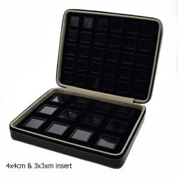High-End Black Leatherette Gemstone Storage Box Diamond Travel Case Jewelry Holder with Gem Box Protable