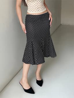 Women's Midi Skirts Dot Print Low Waist Skirts Spring Summer Casual Skirts 2026 Fashion Casual Elegant Clothes
