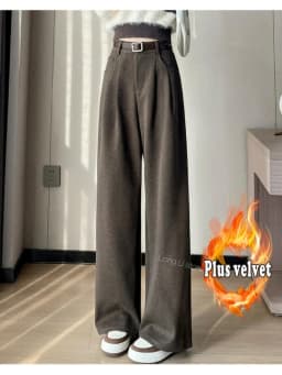 2023 Autumn and Winter New Wool Blended Wide-Leg Pants Straight Mopping Pants High Waist Slim Lengthened Casual Pants for Women