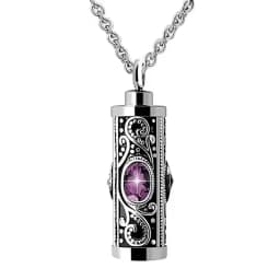 Crystal Cremation Urn Necklace for Ashes Keepsake Cremation Jewelry for Human Ashes Stainless Steel Memorial Pendant with Flower
