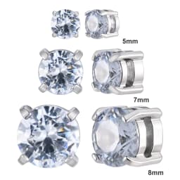 Punk Round Zircon Magnetic Ear Studs Clips Non Piercing Stainless Steel Small Earrings for Women Men Fashion Jewelry 