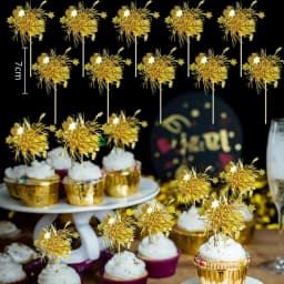 10-30Pcs Firework Cupcake Topper Christmas New Year Cake Decor Foil Toothpicks for Christmas, Picnics, Bar, Birthday Party