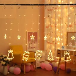 Christmas Fairy Curtain String Lights 3.4M LED Star Deer 220V 110V Garland Festoon for Xmas Tree New Year Navidad Party Decor