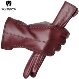 Touch Screen Leather Gloves, High-End Leather Gloves Women, Genuine Leather Winter Gloves, Keep Warm Women's Leather Gloves-2226