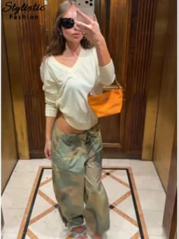 Elegant Printed Women's Pants Lace-Up Loose Soft Lady Long Trousers 2026 Autumn Winter Chic New Female All-Matched Street Slacks