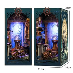 Zuuton DIY Wooden Book Nook Shelf Insert Kit Japanese Alley Miniature Model with LED Light 3D Puzzle Bookend Creative Gift Home