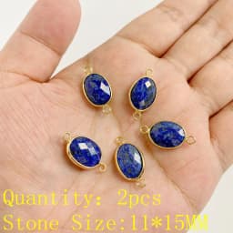 2PCS Natural Blue Lapis Lazuli Stone Gem Pendant Connector Charm For DIY Woman Men Jewelry Making Accessory Wholesale