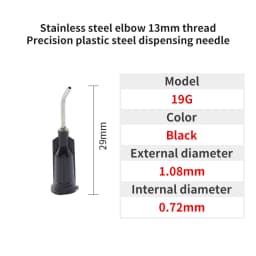 20pcs 13mm Elbow Dispensing Machine Injection Needle 14G-27G Stainless Steel Dispensing Needle Spiral Mouth Nozzle Glue Needle