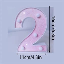 1PC 16cm Pink Glitter LED Letter&Number Lights Battery Powered Decorative Lights For Wedding,Proposal,Birthday,Party,Photo Props