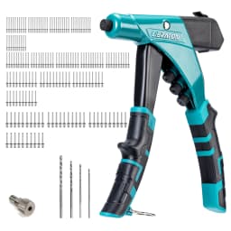 LIBRATON 185PCS Protable Heavy Duty Riveter Set Manual Riveting Tool Set with Shaft Container for Metal, Wood and Plastic