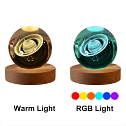 GGbingo 6cm Bedside Lamp Solar Theme Cosmos Series Crystal Ball Night Lights Milky Way Moon for Desk Creative Gift RGB