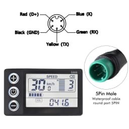 UART2 24V 36V 48V S866 Electric Bike LCD Display Meter E Scooter LCD Panel With USB UART For Mountain Electric Bike Parts (5PIN)