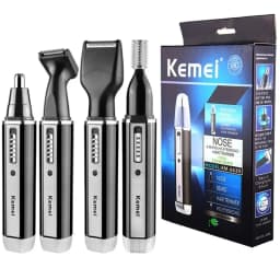 Kemei 4 in 1 Trimmer for Men Electric Nose and Ear Trimmer Rechargeable Trimmer for Hair Beard Nose and Ear Cleaner Grooming Set